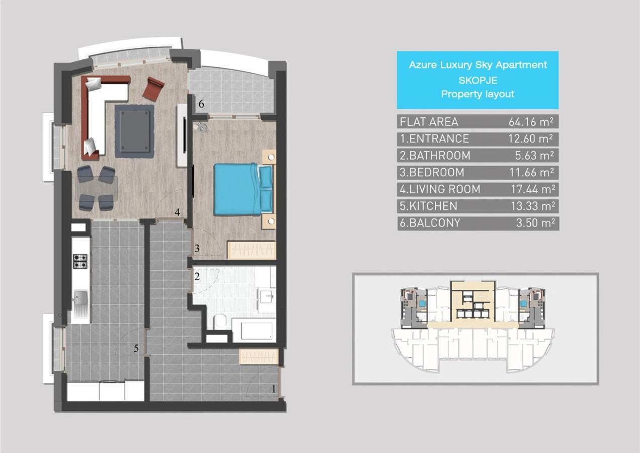 Azure Luxury Sky Apartment Skopje Eksteriør billede